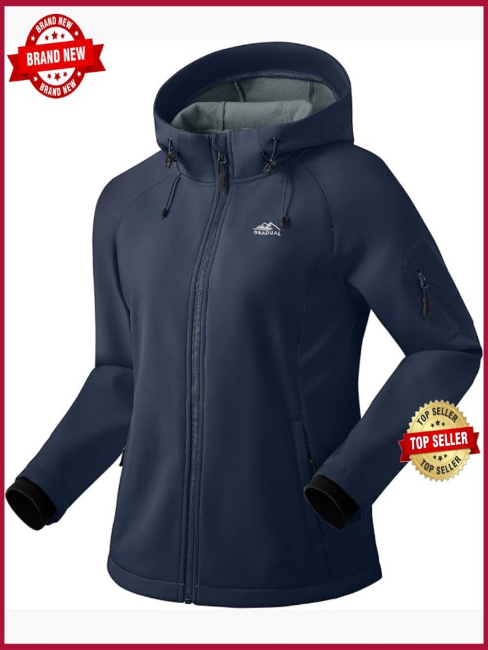 Women's Fleece Lined Softshell Jacket Windproof Lightweight Hooded Coat